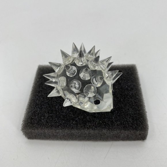 Unbranded Other - Hedgehog Clear Glass Prism Figurine 1.5" Black Eyes Nose Decor Paperweight Gift